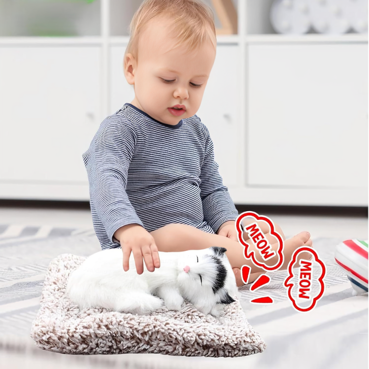 Sleeping cat white cat with Black ears - AZ063 - Image 2