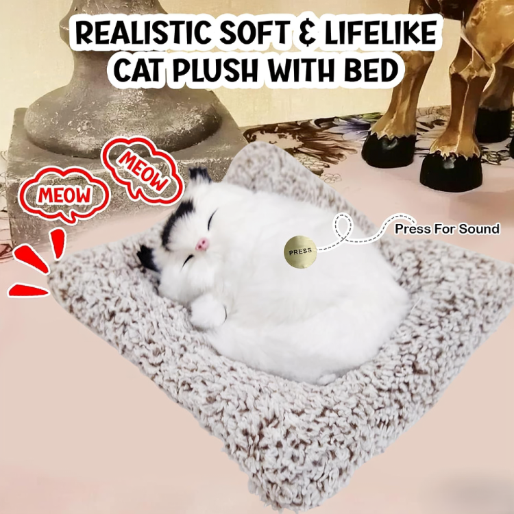 Sleeping cat white cat with Black ears - AZ063 - Image 3