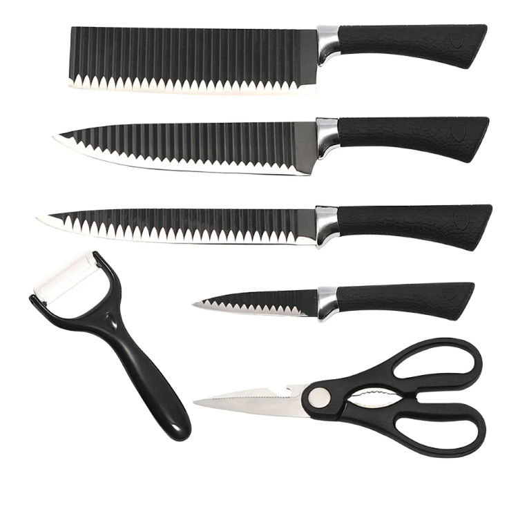 Stainless Steel Knife Set with Chef Peeler & Kitchen Scissor – 6-Piece Kitchen Tool Set - AZ051